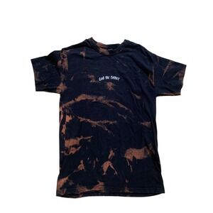 M&O Gold God the Father Bleached T-Shirt‎ Mens Medium Black Tie Dye Gothic
